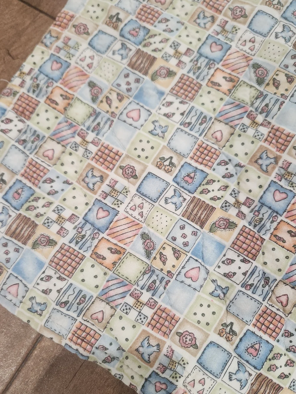 handmade baby quilt pinwheel pattern Pink White Patchwork 42x42.5